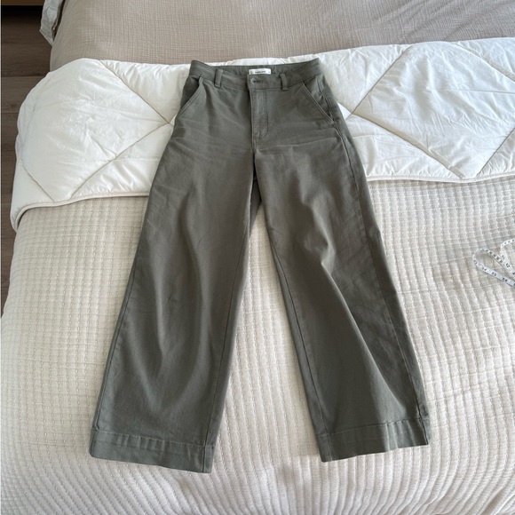 Everlane Olive Green High-Rise Wide-Leg Pants - Picture 2 of 6